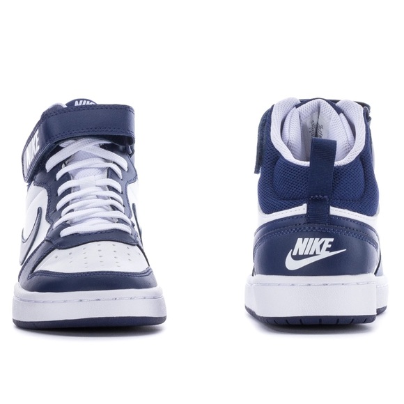 💙NIKE Court Borough Mid 2 (GS) White/Blue Void-Signal Blue Size 4Y💙 - Picture 2 of 12
